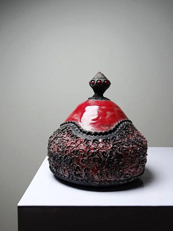 Portagioie raku rosso e grigio fatto a mano, vintage anni 2000 – Stoviglie, Porcellana, Ceramica (photo 5 of 16)