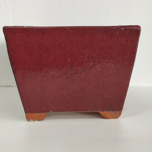 Ensemble de pots de fleurs vintage en céramique rouge Bordeaux