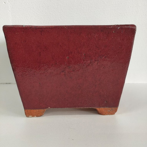 Image 1 of Ensemble de pots de fleurs vintage en céramique rouge Bordeaux