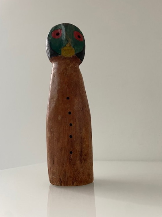 Image 1 of Figurine vintage en bois sculpté, de style primitif et expressif