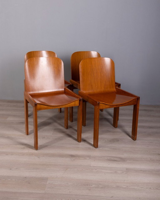 SET VON 4 VINTAGE-HOLZSTÜHLEN AUS DEN 1970ER JAHREN, ENTWURF VON AFRA UND TOBIA SCARPA FÜR MOLTENI