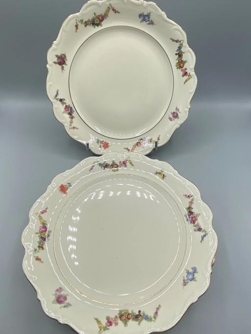 6 Schumann Arzberg Bavaria dinerborden, polychroom bloemendecor