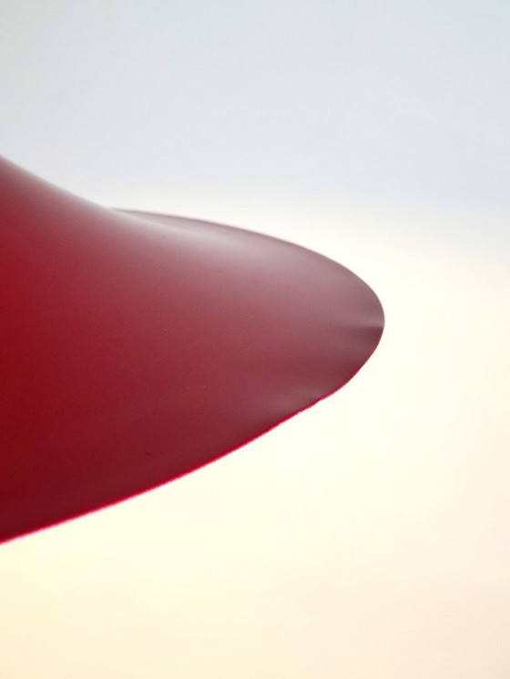 Image 1 of Set of 2 vintage XL semi- or trumpet pendant lamps in deep red