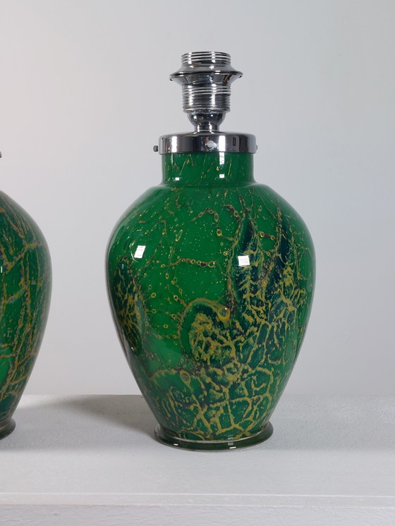 Image 1 of Paire de lampes de table WMF Ikora, verre doublé, chrome, Karl Wiedmann 1930