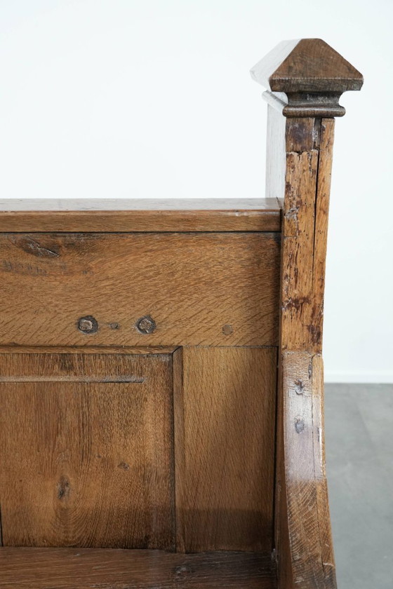 Image 1 of Antico banco da chiesa in quercia in stile gotico con bellissime incisioni