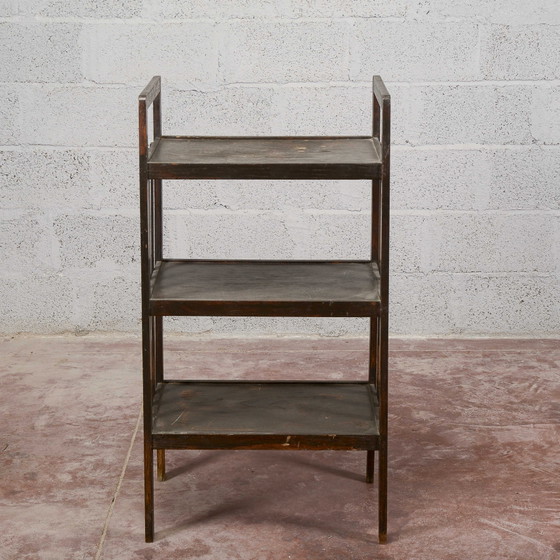 Dark Stained Open-Shelf Etagere, Liberty Style – Shelving unit, Wood, Rustic (photo 3 of 13)