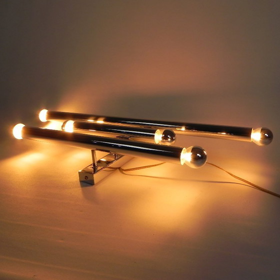 Image 1 of TeDe light wall lamp with 3 chrome cylinders, 1970s