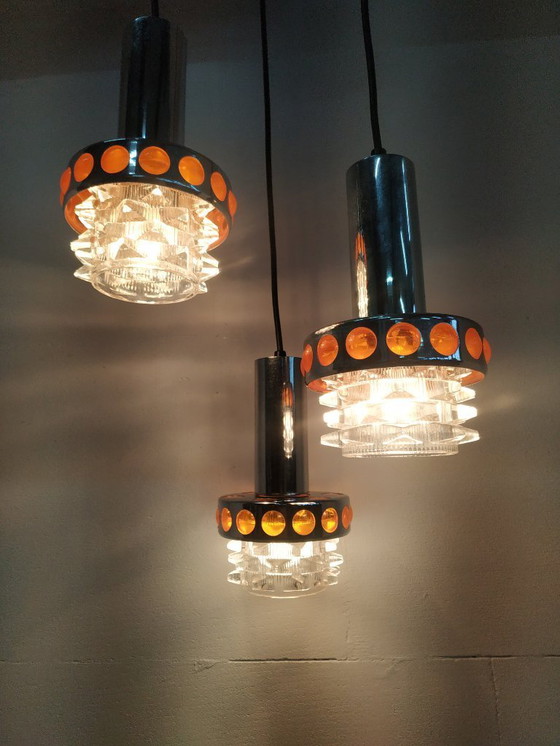 Image 1 of Vintage 60s/70s Massive/Raak cascade design pendant lamp (3 lamps)