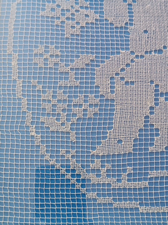Quadro artigianale lavorazione uncinetto, Arte, Vetro, Metallo, Blu (foto 6 di 9)