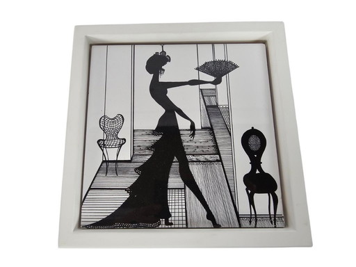 Ruben Toledo & Bardelli – „Isabel“ – Italien – Mailand – Fliese im Holzrahmen – 1990er