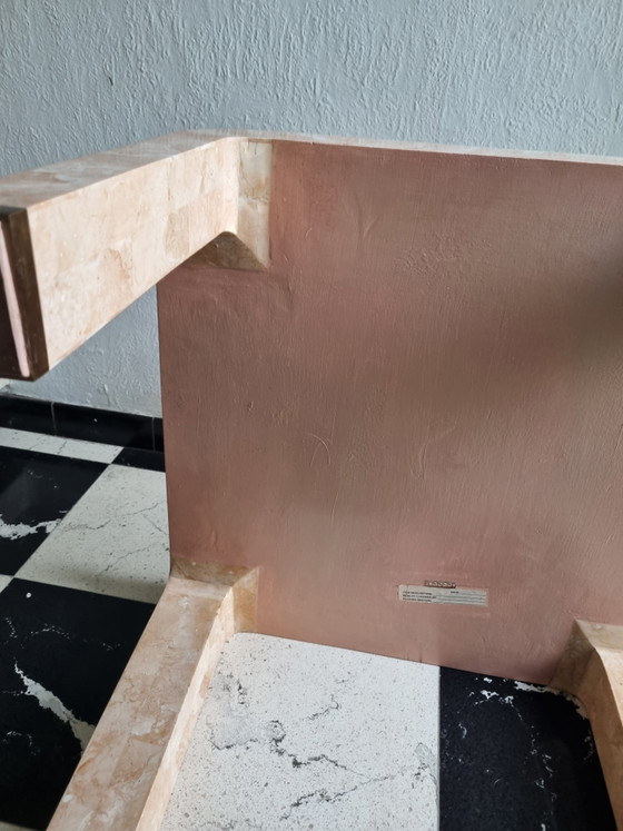 Vintage Tessellated Stone Salontafel Met Kwaliteitslabel – Robert Marcius Stijl - Jaren '90 – Brass (photo 6 of 12)