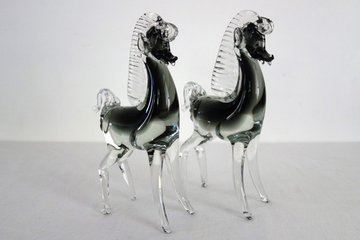 2 chevaux vintage verre de Murano par Archimede Seguso, Italie, 1960s