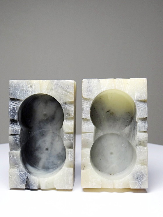 Image 1 of Pair of small Dogs/Lions Foo carved soapstone vintages