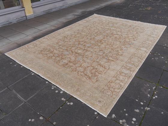 Image 1 of Vintage Ziegler Tabriz rug, brown and blue, 400 x 276 cm, for living room and dining room.