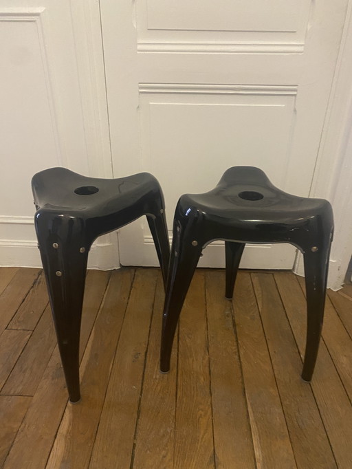 Paire de tabourets Wisdom Tooth Yasuiaki SASAMOTO design Dulton 1980 postmodern 