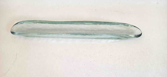 Image 1 of Plato de cristal alargado de los años 70, longitud 38 cm