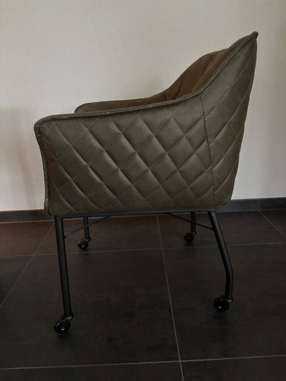 Image 1 of 4x Esszimmerstuhl mit Rollen, Royce-Ökoleder - Bronx71