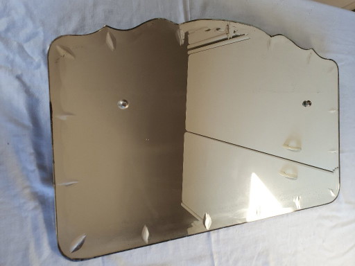 Vintage Art Deco Mantel Mirror with Cut V-Grooves – 1940s/50s – In Exceptionally Pure Condition