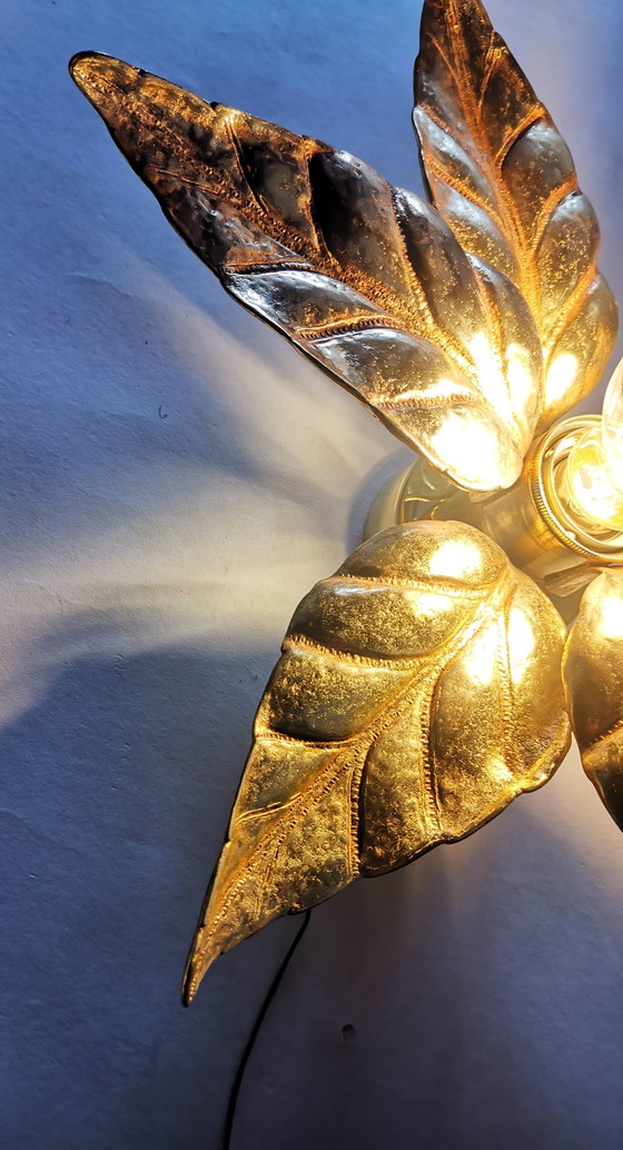 Image 1 of Bloemvormige wandlamp uit het midden van de 20e eeuw van Willy Daro, Hollywood Regency, vintage uit de jaren 70