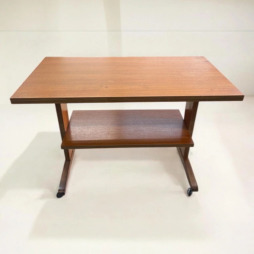 Wooden TV and Record Player Table with Wheels, Made in Germany, 1960s-1970s