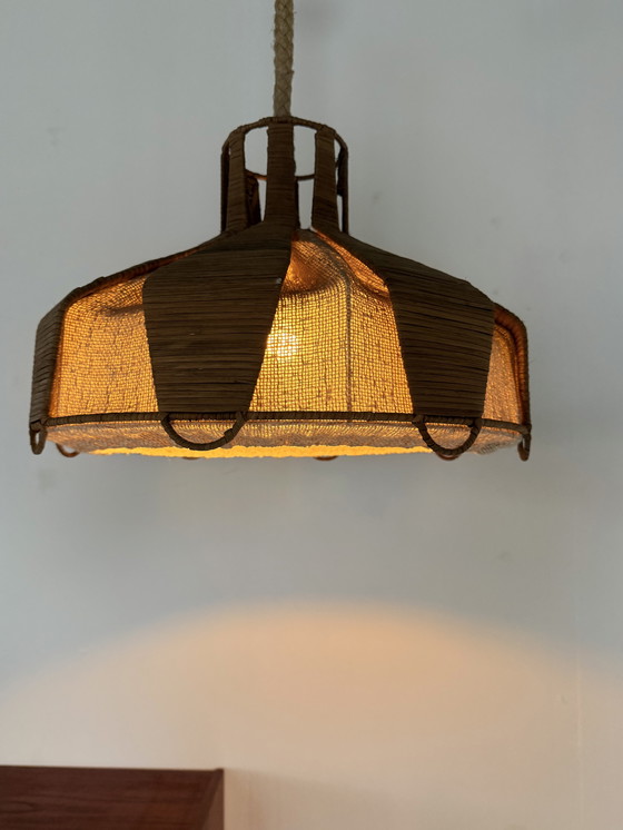 Image 1 of Vintage hanglamp in wol & riet ‘60