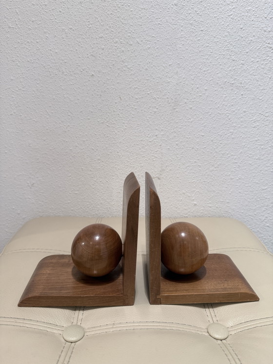 Vintage houten boekensteunen met houten bollen – set van 2 – Decoratieve objecten, Wood (photo 10 of 10)