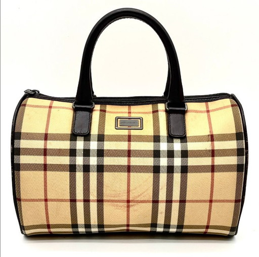Sac à main Mini Boston Burberry en PVC et cuir à motif Nova Check
