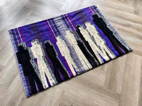 Image 1 of Vintage Tapestry With Tufted Figures | 144 x 77 cm | Wool On Textile