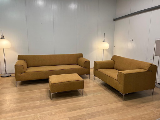 New Upholstered Design in Stock Bloq 3 Seater Ochre Yellow