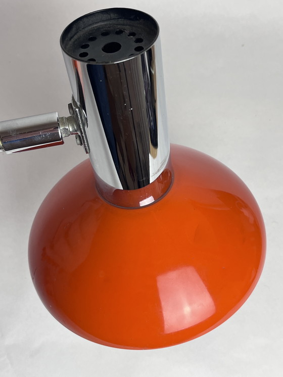 Image 1 of Lampada a forbice vintage Hustadt – Design Space Age – Anni '60/'70 – Arancione e cromo