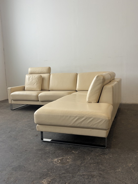 Rolf Benz EGO Leather Corner Sofa Design Couch beige (photo 3 of 10)