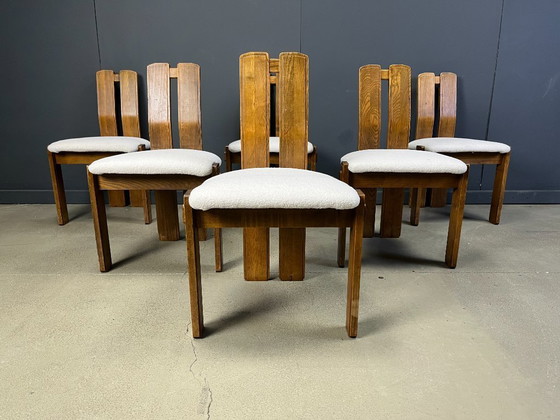 Image 1 of Set di 6 sedie da pranzo brutaliste, anni '60