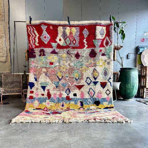 Colorful Modern Moroccan Berber Rug 200x300 cm – Expressive Handwoven Wool Art Rug