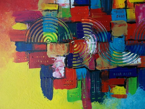 Original painting by the painter 2Luss'Art – "Catalan Village" – Format 12F