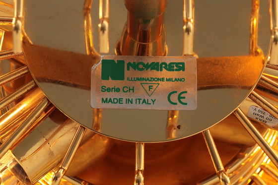 Image 1 of Novaresi Vergoldete Deckenleuchte CH Serie 1970 Italien