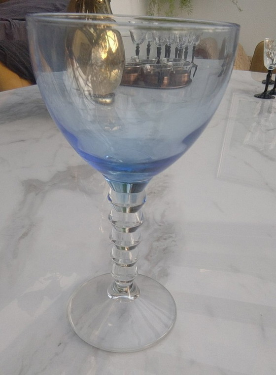 Image 1 of set di 12 bicchieri da dessert vintage Luxor Bi-col Zaffiro blu