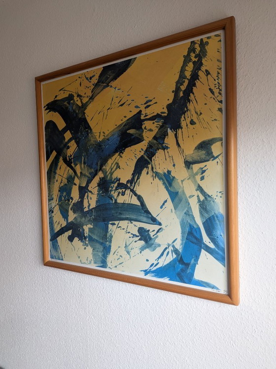 Grande lithographie/œuvre graphique abstraite en couleurs de Susanne Hauenstein (1999), signée à la main et (photo 5 of 5)