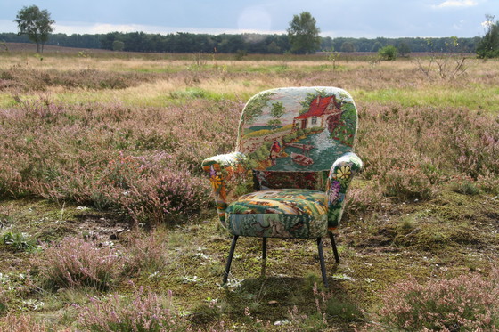 Image 1 of 1 restored ear armchair with hand embroidered gobelins