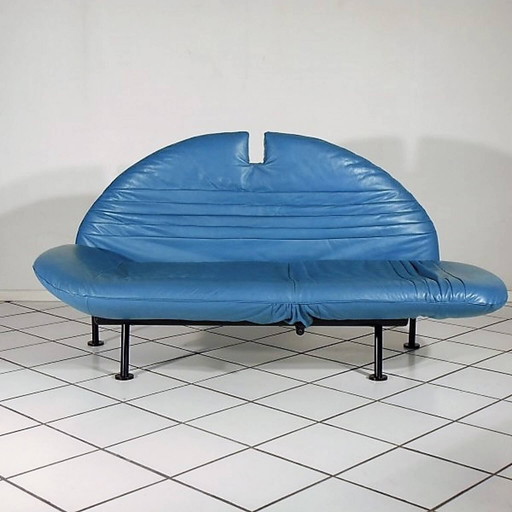 Sofa Loveseat turquoise leer van Walter Leeman voor Sormani, 1980