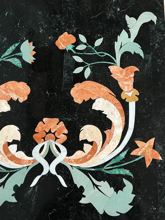 Coffee table in Pietra Dura technique. – Marble (photo 7 of 8)