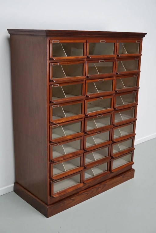 Vintage Dutch oak/mahogany haberdashery cabinet, 1930s