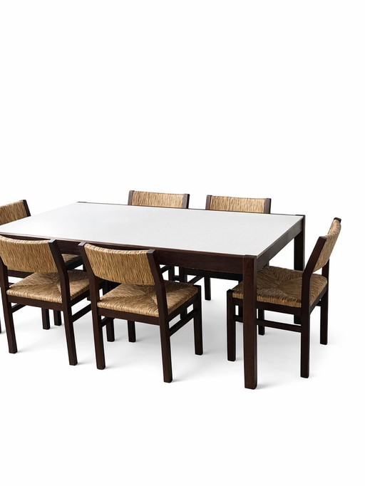 Beautiful Vintage Set: Cees Braakman for Pastoe (Large table + 5 Chairs)