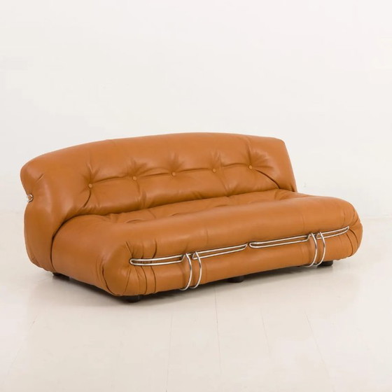 Image 1 of The iconic Soriana sofa, designed in 1969 by Afra and Tobia Scarpa for Cassina, is a hallmark of Italian mid-century 