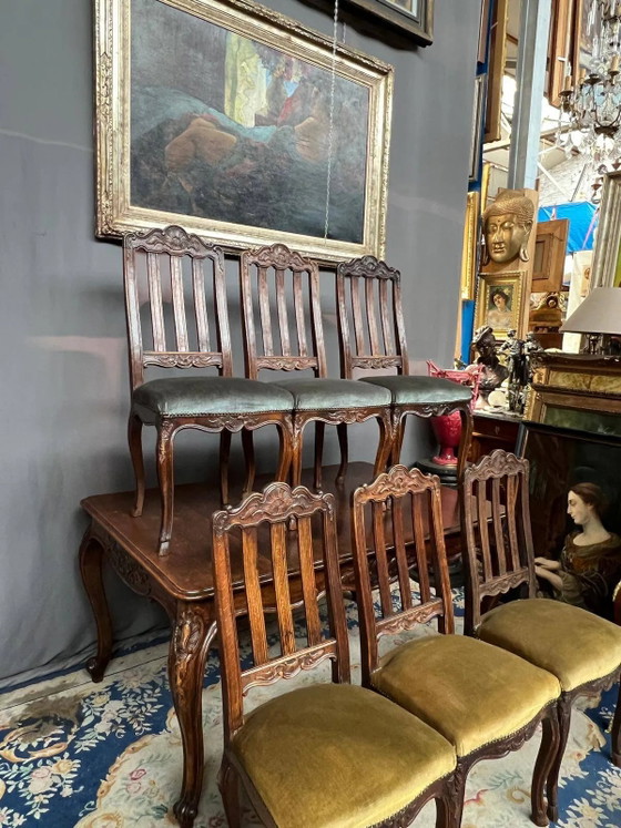 Set aus 6 Regency-Stühlen. Massive Eiche. – Esszimmerstühle, Hollywood Regency (photo 4 of 7)