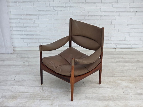 Anni '70, design danese di Kristian Vedel, Poltrona a schienale alto modello "Modus". – Poltrone, Leather (photo 17 of 21)