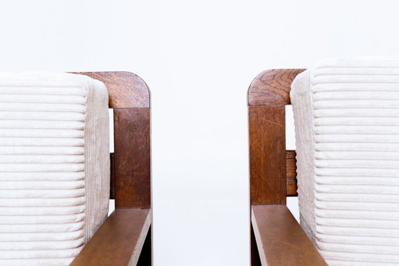 Image 1 of Vintage armchair brutalism style off white corduroy 1960
