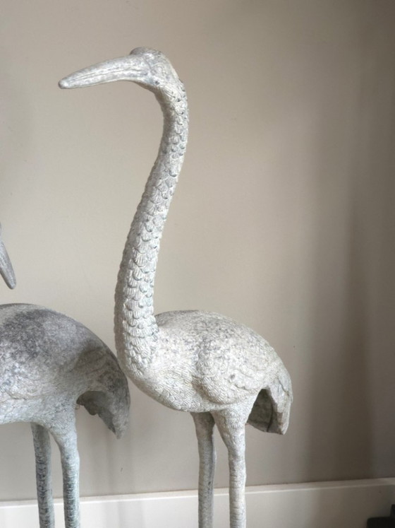 Pair of Monumental Antique Zinc Garden Birds (96 cm) – Art Deco – Sculpture, Metal (photo 4 of 10)