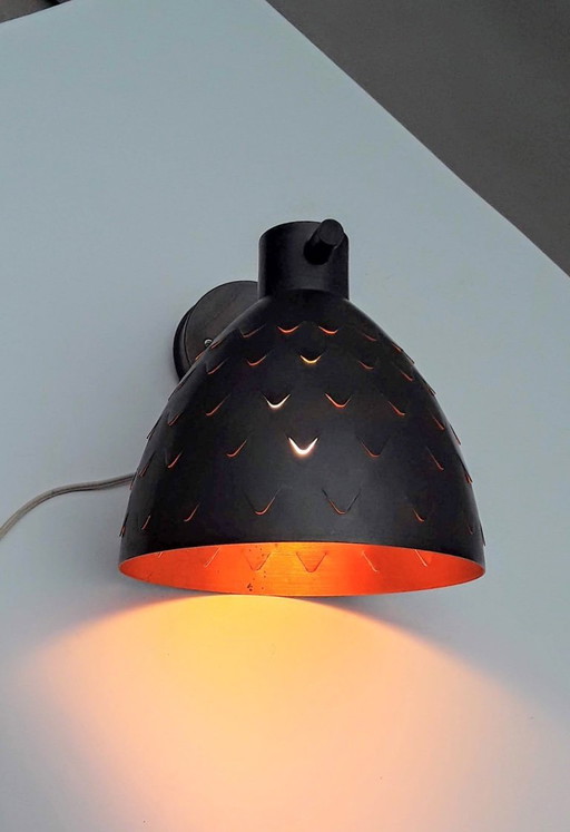 Brutalist Zweedse Koperen Wandlamp 1960,s door Carl Thore
