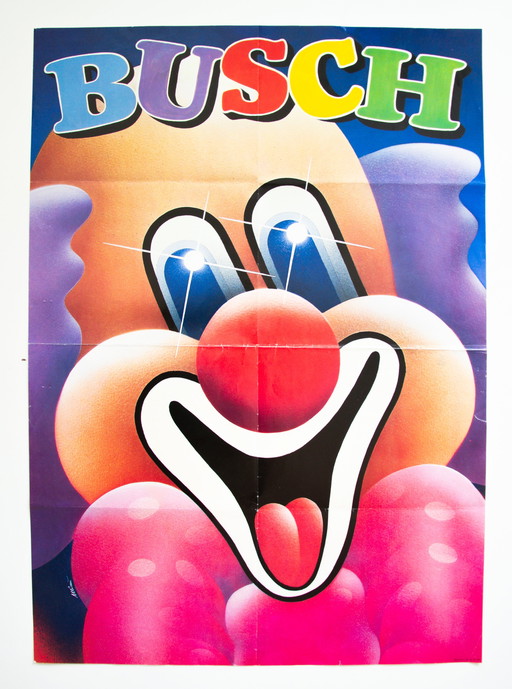 Original Vintage Rare GDR (East Germany) Circus Busch Poster 1989 / Approx. 81x57cm / 32x22in