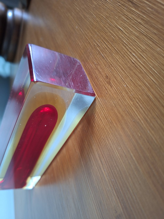 Image 1 of Murano Sommerso Red Yellow Iconic Vase, Italian Design